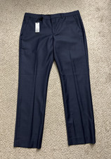 NEW Express Dress Pants Mens Sz 34x30 Navy Blue The Photographer Pant Slim Wool picture