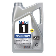 Mobil 1 Advanced Clean Full Synthetic Motor Oil 5W-20 5 Quart, New Sealed picture