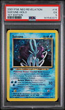 Pokemon Suicune Neo Revelation Holo Rare 1st Ed 2001 14/64 PSA 5 Double Swirl picture