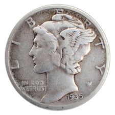1935-S Mercury Dime VG Very Good 90% Silver picture