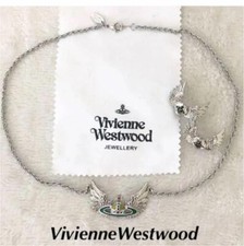 Vivienne Westwood Earrings Necklace Set 42cm Orb Wings Silver NO BOX [EJ791 picture