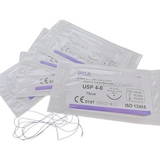 Dental Absorbable Oral Surgical Suture Violet PGA 4-0 75cm 3/8 Natural Needled picture