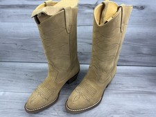 Vtg Levis Cowboy Boots Size 3.5 M Orange Tab Brown Leather Tan Suede Western Kid picture