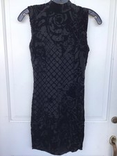 Balmain X H&M Black Velvet Rope Design sleeveless Dress, Gold Zipper, Size 0. picture