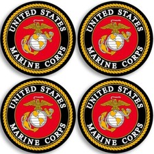 4-Pack 1.5 inch Round Official Marine Corps Logo Stickers (decal) USMC Licensed picture
