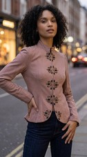 EASEL Army Green Applique Jacket Size 10 picture