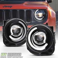 Blk 2015-2018 Jeep Renegade LED DRL Tube Mono-Eye Projector Headlights Headlamps picture
