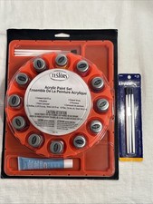 TESTORS- Acrylic Paint Set With Orange Rotating Carousel Paint Tray+Extras NEW picture