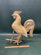 Fine Antique 19th C Full-Bodied ROOSTER Weathervane Copper Old Gold Gilt Surface picture