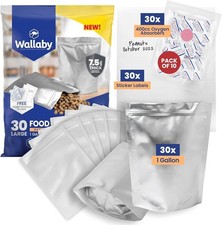 Wallaby 1 Gallon Mylar Bags 30 Count w/ 400cc Oxygen Absorbers 15 Mil | Silver picture