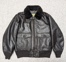 vintage G1 leather bomber M brown 42 wool SHEARLING mouton collar CABELAS jacket picture