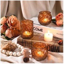 Textured Amber Votive Candle Holders - Wedding Party Favors picture