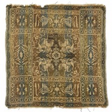 Antique Victorian 19th Century Jacquard Horses Equestrian Textile Table Cover picture