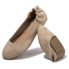 Women's Soft Suede Ballet Flats Comfort Slip On Dress Casual Work Office Shoes picture