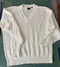 NORDSTROM Men's Sweater V-Neck  100% Cotton White Long Sleeve  Size Medium NWOT picture