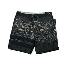 Hurley Mens Phantom Board Shorts Gray Black Tropical Leaf 32 CI2633 18 Inch picture