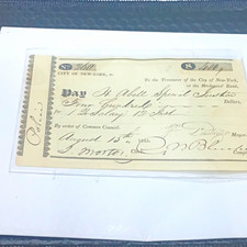 1825 City of New York Bank Check Draft - Signed Mayor Wm Paulding. picture