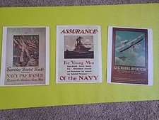 3 AUTHENTIC 1974 Vintage US Navy Recruiting Cardboard Poster RAD 14x11 picture