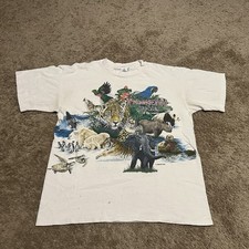 Vintage Endangered Species Of The World Shirt Mens Large Nature Double Sided 90s picture