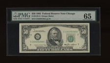 DBR 1985 $50 FRN Chicago Fr. 2122-G Gem PMG 65 Serial G18329158A picture