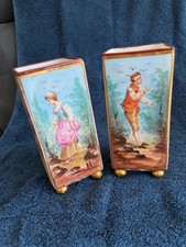 Pair of  Antique 19th Century Hand Painted French Porcelain picture