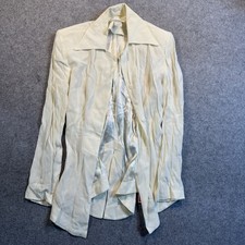 Design Todays D-341 Button Up Blouse Small Cream Vintage Rayon Made in USA picture