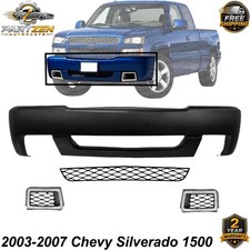 Front Bumper Cover Primed & Lower Grille Kit For 2003-2007 Chevy Silverado 1500 picture