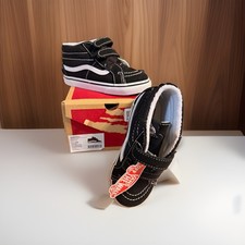 VANS Sk8-Mid Black/White Suede High Top Hook & Loop Sneakers US 10 picture