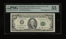 DBR 1993 $100 FRN New York Fr. 2174-B PMG 55 Serial B33616437B picture