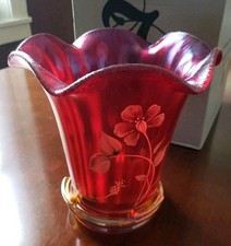 Signed Ruby Fenton Vase 100th Anniversary Limited Hand Painted with Base and Box picture