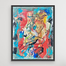 ARivers Abstract Modern Art Sitting Female Line Drawing 14x11 Canvas Original picture