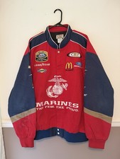 Team Rensi Mens XXL Marines Bomber NASCAR Racing Jacket Red Navy Patches RARE picture