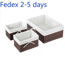 Mainstays Dark Brown Rolled Paper Storage Baskets, 3-Piece Set picture