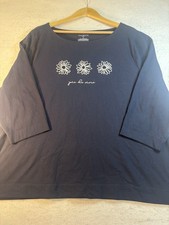 Talbots Womens Navy Blue Joie De Vivre Daisy Embroidered Cotton Top Sz 3X NWOT picture