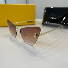 Fendi FOL084V Fendi First Crystal 60‑15‑140 Rimless Cat‑Eye Sunglasses picture