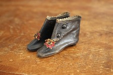Antique Miniature Leather Doll Shoes Boots J J Trademark Jullien & Joanny JJ picture