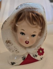 Vintage Christmas Girl Head Ceramic Inarco E1274, 1964, Cleveland, Ohio picture
