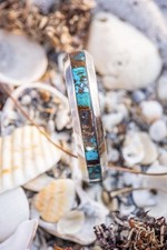 Sterling Silver & Rare Bisbee Turquoise Cuff  Bracelet From Rare Natural NM Mine picture