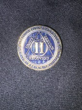 2 Year Sobriety Coin | Blue Enamel AA Chip | To Thine Own Self Be True picture