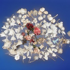 Huge Lot Of Vintage MILLINERY Flowers Unused Some With Original Tags Bridal Rare picture
