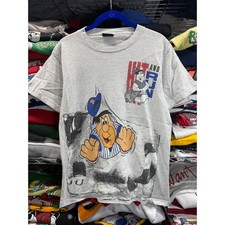 Vintage 1991 Flintstones Hit and Run Baseball T-Shirt Gray Mens Medium Changes picture