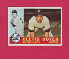 1960 Topps Yankees Shortstop Cletis Boyer #109 Baseball Card, EX. picture
