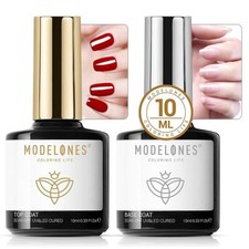 Modelones Gel Nail Polish No Wipe Top and Base Coat Set 2x10ml UV LED Soak Off N picture