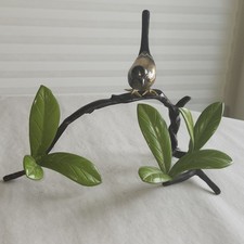 Japanese Bronze Okimono ~ Bird on Branch Signed MCM Sculpture picture