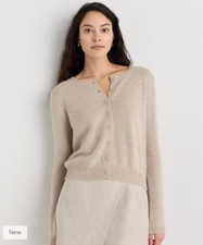 Quince Mongolian Cashmere Cropped Crew Cardigan - Undyed Natural Heather - Large picture