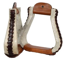 Showman Rawhide Covered Western Stirrups w/ Leather Lacing picture