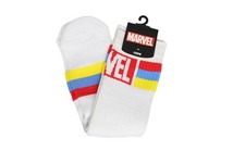 Classic Retro 80's Marvel Striped Mens Athletic Crew Socks picture
