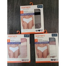 Warners Blissful Benefits Cotton Lace Hipsters 3-Pack Lot of 3 Size 3XL 22 picture