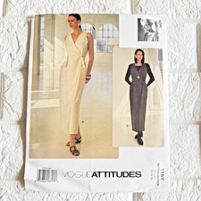 Vtg NEW Vogue 1157 Pattern 14 16 18 ADRI Designer Wrap Dress Quiet Minimalist FF picture