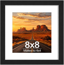 8X8 Picture Frame with 4X4 Mat, Tabletop/Wall, Black, 1 Pack picture